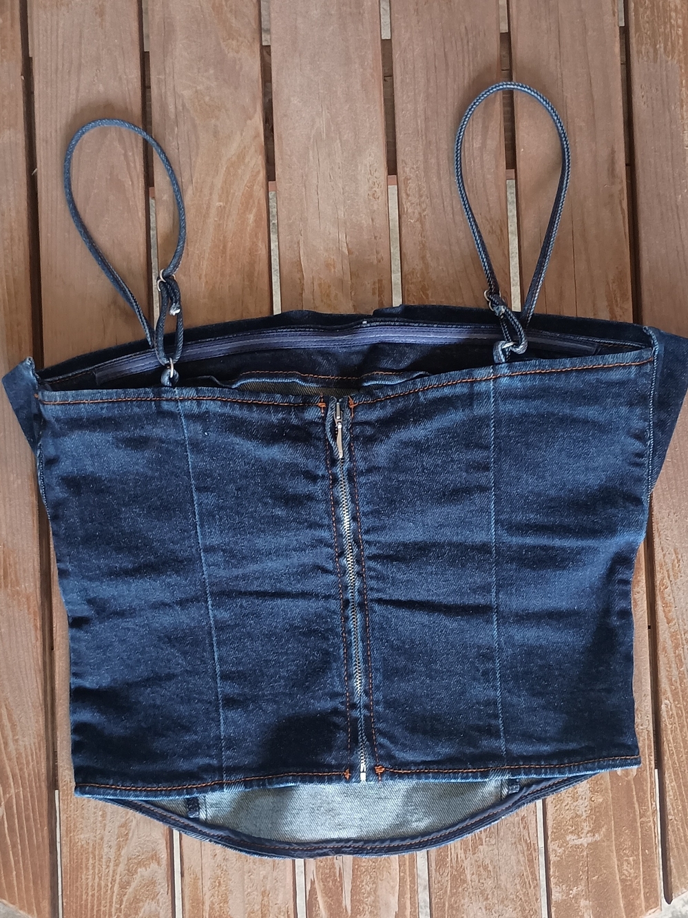 Meshki Cecilia Indigo Blue Denim Frill Corset Top (size M, but runs small) - Picture 11 of 11